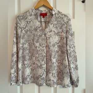 Jennifer Lopez White Gray Snakeskin Blouse Office Work Top Size XS